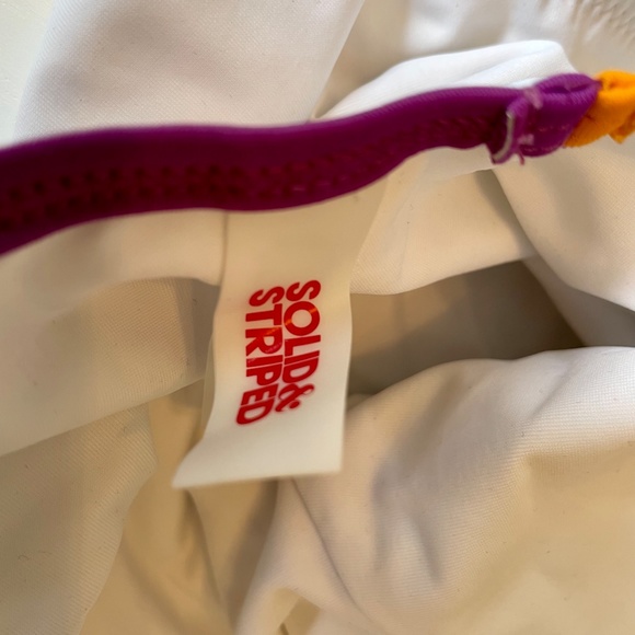 SOLID & STRIPED: White One-Piece Swimsuit w/Color Pop Trim - Picture 13 of 13